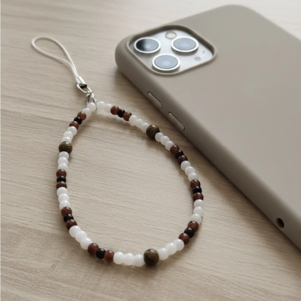Tiger’s Eye Handmade Beaded Elastic Phone Charm Wristlet Functional